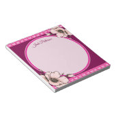 Roze & Wijnrode Bloem Cirkel Frame Naam Sjabloon Notitieblok (Schuin)