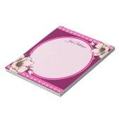 Roze & Wijnrode Bloem Cirkel Frame Naam Sjabloon Notitieblok (Linkerzijde)