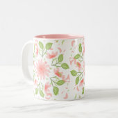 Roze wijnstok tweekleurige koffiemok (Voorkant links)