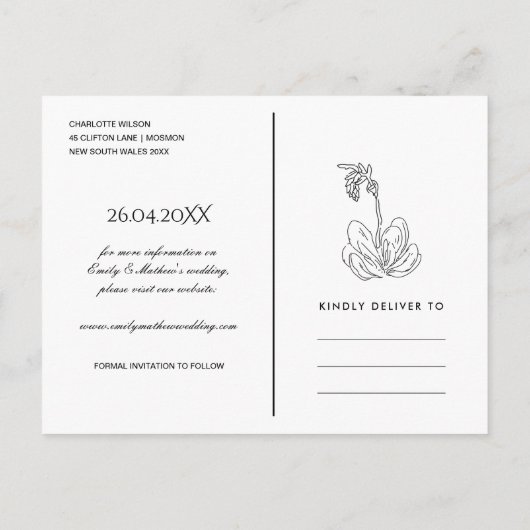 ROZE WIJSTIJL CACTUS VETPLANT SCHETS SAVE THE DATE AANKONDIGINGSKAART (Achterkant)