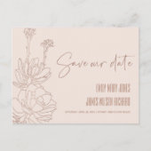 ROZE WIJSTIJL CACTUS VETPLANT SCHETS SAVE THE DATE AANKONDIGINGSKAART (Voorkant)
