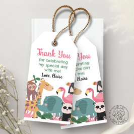 Roze wild dier  cadeaulabel