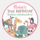 Roze wild dier ronde sticker (Voorkant)