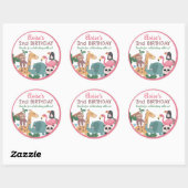 Roze wild dier ronde sticker (Vel)