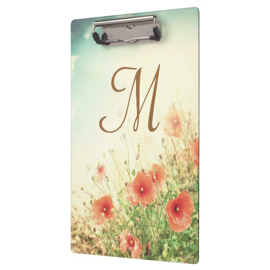 Roze Wild Flowers Monogram Initiaal Clip Board Klembord (Links)