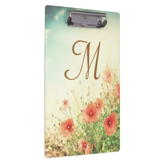 Roze Wild Flowers Monogram Initiaal Clip Board Klembord (Rechts)