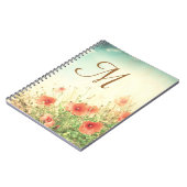 Roze Wild Flowers Monogram Initiaal Notitieboek (Linkerzijde)