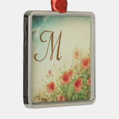Roze Wild Flowers Monogram Initiaal Ornament (Rechts)
