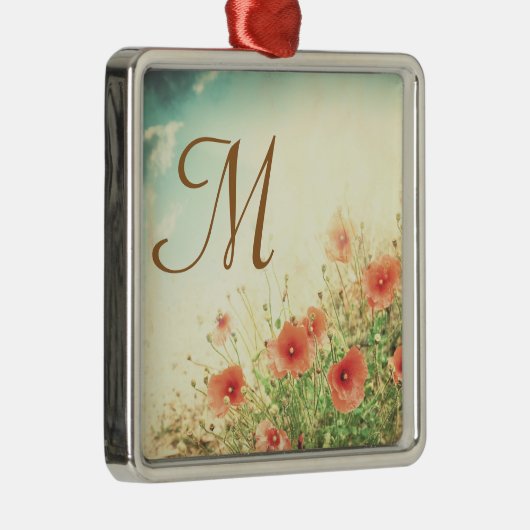 Roze Wild Flowers Monogram Initiaal Ornament (Rechts)