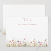 Roze Wild Flowers Vrijgezellenfeest Bedankkaart (Voorkant / Achterkant)