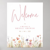 Roze Wild Flowers Vrijgezellenfeest Welkom Poster (Voorkant)