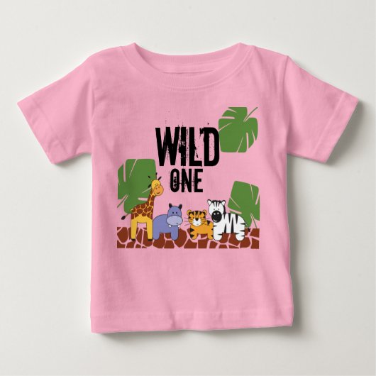 Roze "WILD ONE" Safari Oerwoud Thema Eerste verjaa (Voorkant)