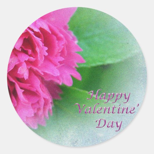 roze wild roos blij valentijnsdag ronde sticker (Voorkant)