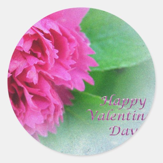 roze wild roos blij valentijnsdag ronde sticker (Voorkant)