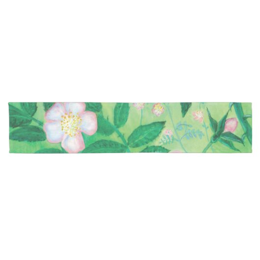 Roze wild Roos Blooming Korte Tafelloper (Horizontaal)