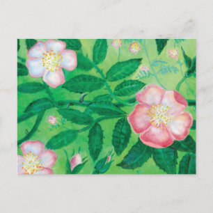 Roze Wild Roos Flowers Secret Garden Briefkaart