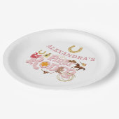 Roze Wild West Eerste Rodeo Baby Meisje 1e Verjaar Papieren Bordje (Gekanteld)