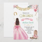 Roze Wild West Quinceañera Uitnodiging (Voorkant / Achterkant)