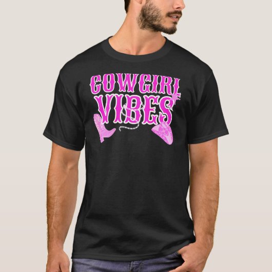 Roze Wild West Western Rodeo Yeehaw Land Cowgir T-shirt (Voorkant)