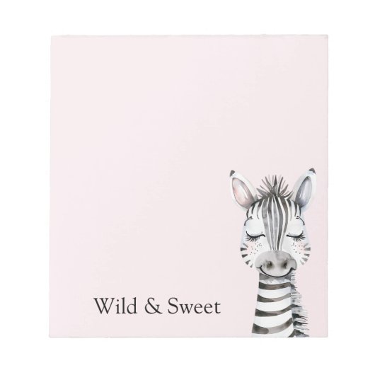 Roze Wild & Zoete Zebra Notitieblok (Voorkant)