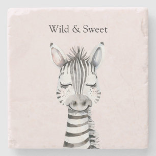 Roze Wild & Zoete Zebra Stenen Onderzetter