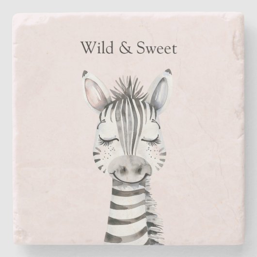 Roze Wild & Zoete Zebra Stenen Onderzetter (Voorkant)