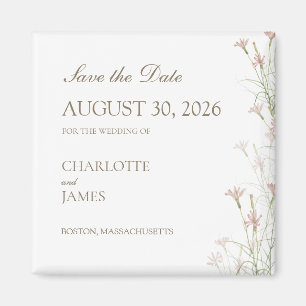 Roze Wildbloem Bruiloft Save the Date Magneet