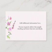 Roze Wildbloem Creëer uw eigen blanco Informatiekaartje (Achterkant)