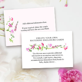 Roze Wildbloem Creëer uw eigen blanco Informatiekaartje