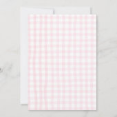 Roze WILDBLOEM Gingham Bloemendoop Uitnodiging (Achterkant)