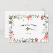 Roze Wildbloem Hartelijk dank Bedankkaart (Voorkant / Achterkant)