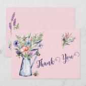 Roze Wildbloem Hartelijk dank Kaart (Voorkant / Achterkant)