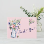 Roze Wildbloem Hartelijk dank Kaart (Staand voorkant)