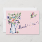 Roze Wildbloem Hartelijk dank Kaart (Voorkant)