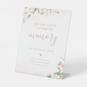 Roze wildbloemboho deelt een geheugen-vrijgezellen reclamebord met voetstuk (Voorkant)