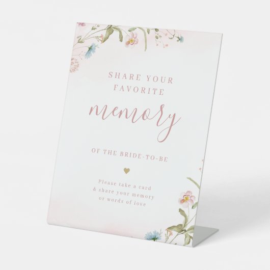 Roze wildbloemboho deelt een geheugen-vrijgezellen reclamebord met voetstuk (Voorkant)