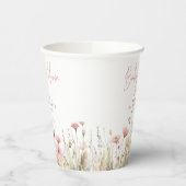 Roze Wildbloemen Baby in Bloom Baby shower Papieren Bekers (Links)