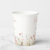 Roze Wildbloemen Baby in Bloom Baby shower Papieren Bekers (Rechts)