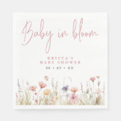 Roze Wildbloemen Baby in Bloom Baby shower Servet (Voorkant)