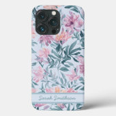 Roze Wildbloemen Babyblauw Stapelbloem Patroon Case-Mate iPhone Case (Achterkant)