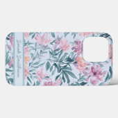 Roze Wildbloemen Babyblauw Stapelbloem Patroon Case-Mate iPhone Case (Achterkant (horizontaal))