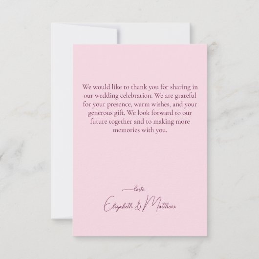 Roze Wildbloemen bloemenkalligrafie Dank u Kaart (Achterkant)