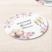 Roze Wildbloemen Champagne glazen en cupcakes Ronde Kartonnen Onderzetter (Gebogen)