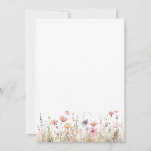 Roze Wildbloemen Cross & Script Doop Kaart (Achterkant)