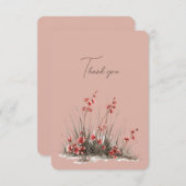 Roze Wildbloemen Dank u huwelijksgeschenk (Voorkant / Achterkant)