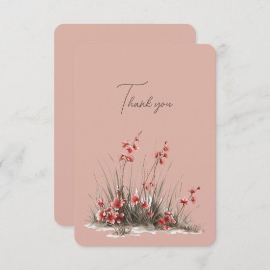 Roze Wildbloemen Dank u huwelijksgeschenk (Voorkant / Achterkant)