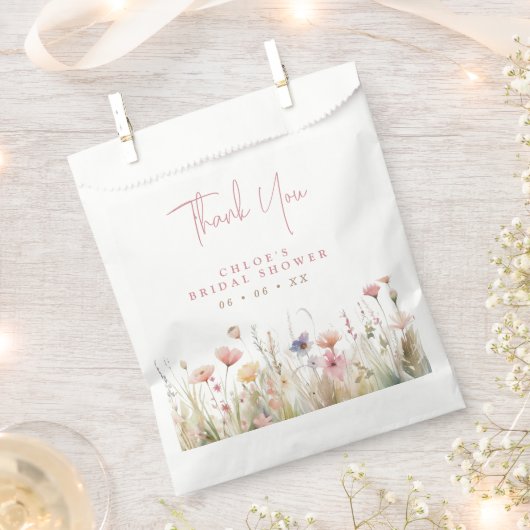 Roze Wildbloemen Dank u Vrijgezellenfeest Bedankzakje (Geknipt)