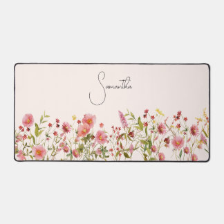 Roze Wildbloemen gepersonaliseerd Bureaumat