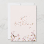 Roze Wildbloemen Glas 21e Verjaardag Uitnodiging (Achterkant)