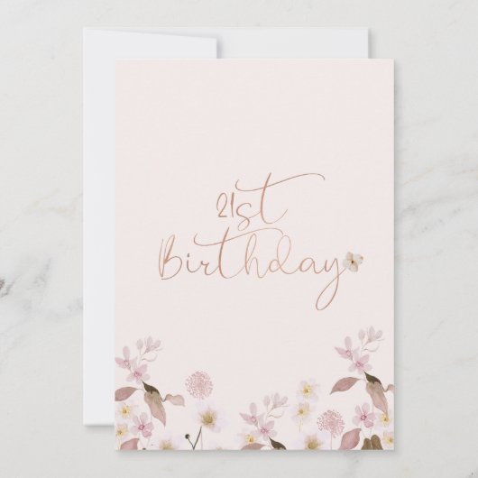 Roze Wildbloemen Glas 21e Verjaardag Uitnodiging (Achterkant)